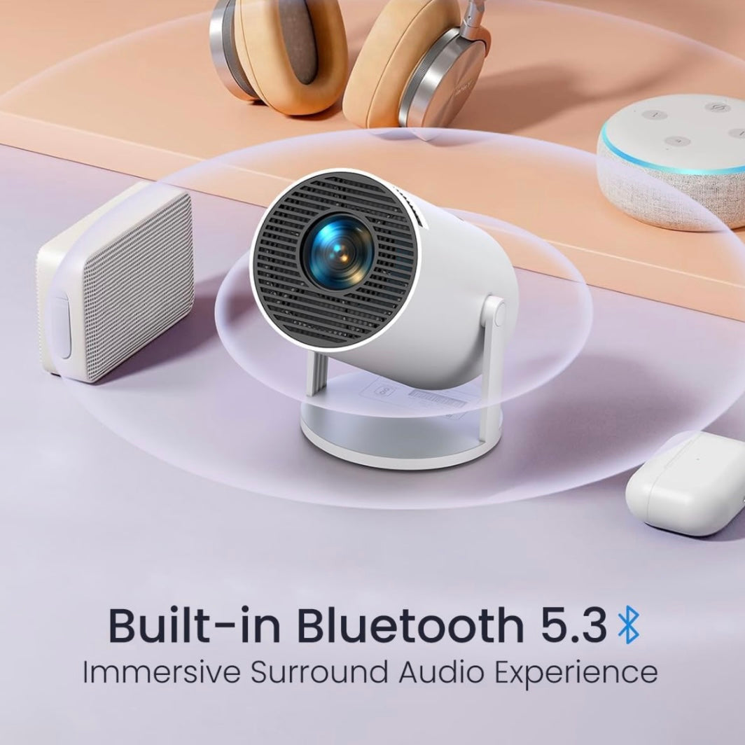Smart Home Projector – Native 1080p HD, 2000 Lumens, Rotatable Design