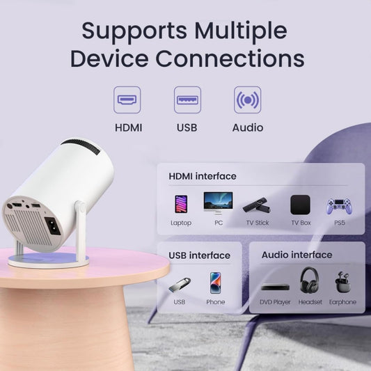 Smart Home Projector – Native 1080p HD, 2000 Lumens, Rotatable Design